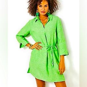Blue Linen OR Green Linen Lilly Pulitzer Mini Dress New XL ON SALE AGAIN